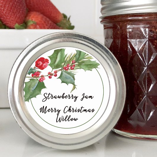 Sticker Rond Pot de confiture vide Holly Berry fait maison