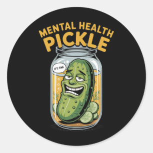 Sticker Rond Pot de cornichons à faux sourire pour la sensibili