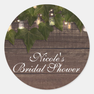 Sticker Rond Pot de fleurs avec guirlande lumineuse et lierre, 