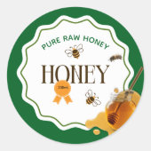 Sticker Rond Pot de miel Abeille à miel Nid d'abeille Apiary (Devant)