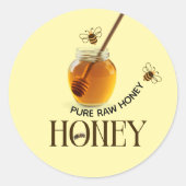 Sticker Rond Pot de miel Abeille à miel Nid d'abeille Apiary (Devant)