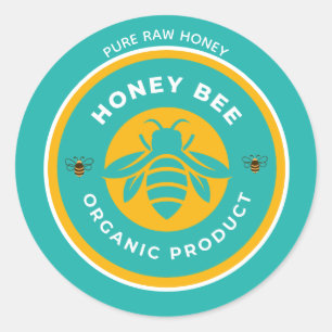 Sticker Rond Pot de miel Abeille à miel Nid d'abeille Apiary