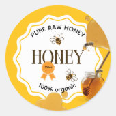 Sticker Rond Pot de miel abeille miel nid d'abeille rucher (Devant)