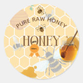 Sticker Rond Pot de miel abeille miel nid d'abeille rucher (Devant)