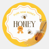 Sticker Rond Pot de miel abeille miel ruche Apiculture (Devant)