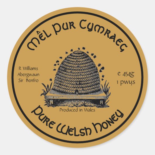 Sticker Rond Pot de miel d'abeille à miel Apiary Label | Miel G (Devant)