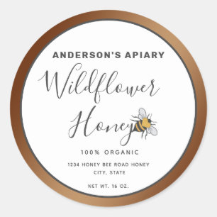 Sticker Rond pot de miel d'abeille au coeur moderne