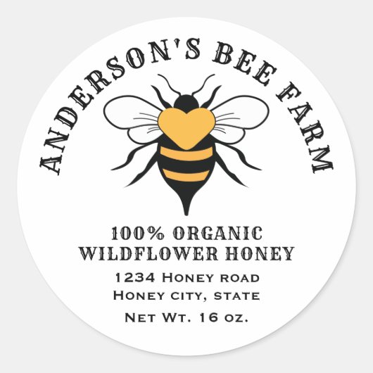 Sticker Rond pot de miel d'abeille vintage (Devant)