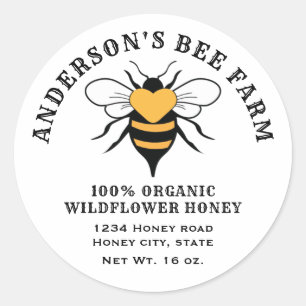 Sticker Rond pot de miel d'abeille vintage