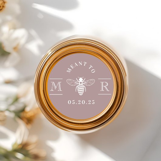 Sticker Rond Pot de miel de mariage Mauve Meant to Bee