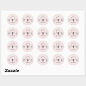 Sticker Rond Pot de miel de mariage rose doux destiné à l'abeil (Feuille)
