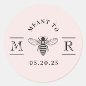 Sticker Rond Pot de miel de mariage rose doux destiné à l'abeil (Devant)