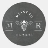Sticker Rond Pot de miel de mariage rustique à la craie destiné (Devant)
