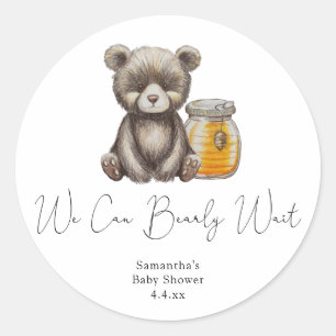 Sticker Rond Pot de miel et ours en peluche - Nous pouvons à pe