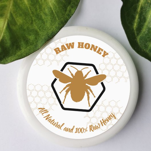 Sticker Rond Pot de miel frais abeille rucher apiculteur