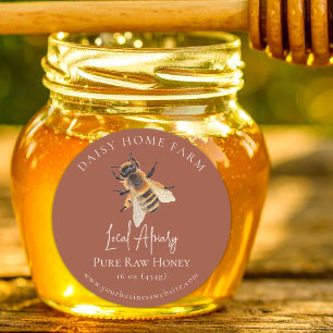 Sticker Rond Pot de miel personnalisé Entreprise d'apiculture A
