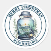 Sticker Rond Pot de Noël à cookies en aquarelle (Devant)