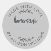 Sticker Rond Pot de nourriture maison fait avec amour écriture  (Devant)