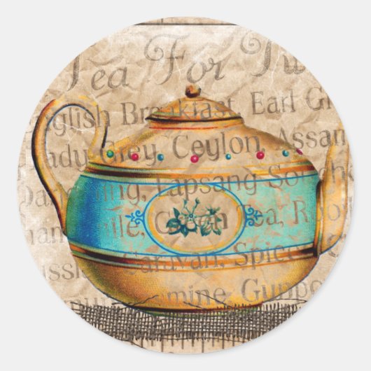 Sticker Rond Pot de thé antique (Devant)