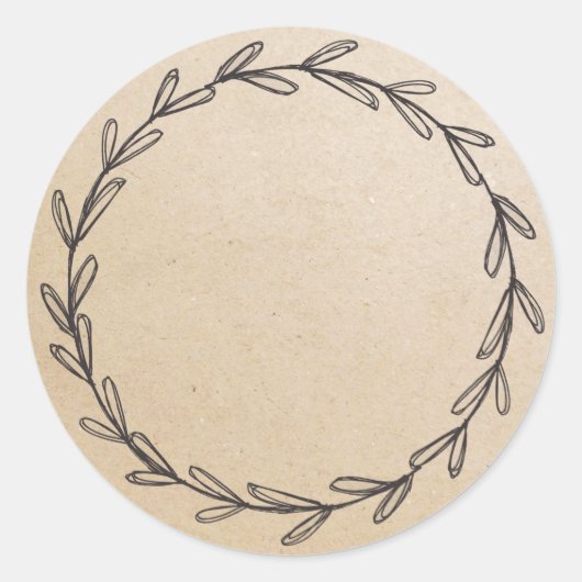 Sticker Rond Pot en kraft avec une couronne dessinée à la main (Devant)