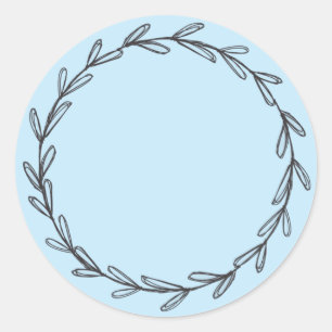 Sticker Rond Pot en verre bleu clair/ Couronne vierge dessinée