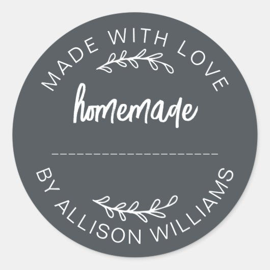 Sticker Rond Pot en verre de nourriture faite maison avec amour (Devant)