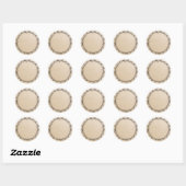 Sticker Rond Pot/Épice Couronne main dessinée Kraft (Feuille)