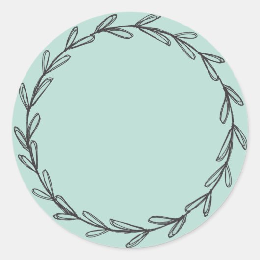 Sticker Rond Pot/Épice menthe verte Couronne dessinée à la main (Devant)