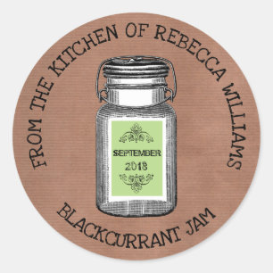 Sticker Rond Pot Mason Rustique De la cuisine de    Confiture o