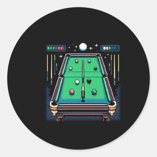 Sticker Rond Pot Pixelated 8 bits Billiards (Devant)