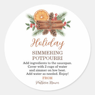 Sticker Rond Pot-pourri de mijotage personnalisé pour les Fêtes