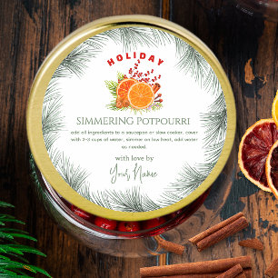 Sticker Rond Pot-pourri de Noël à chauffer sur une cuisinière v