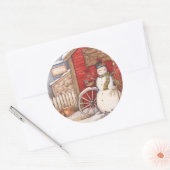 Sticker Rond Pot Rustique Shop Noël Snowman (Enveloppe)