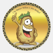 Sticker Rond Potates de caractère avec poils verts (Devant)