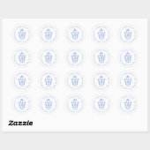 Sticker Rond Poterie en forme de gingembre bleu et blanc Preppy (Feuille)