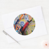 Sticker Rond Poteries mexicaines traditionnelles colorées peint (Enveloppe)