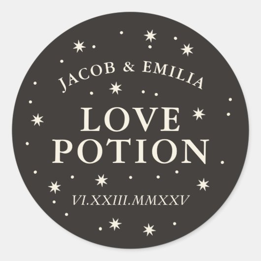 Sticker Rond Potion d'amour étoile céleste mariage cocktail en  (Devant)