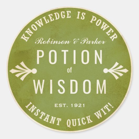 Sticker Rond Potion de la Sagesse vert Halloween potion autocol (Devant)
