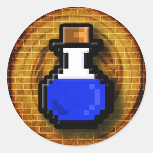 Sticker Rond Potion de mana 8 bits Flash Gold (Devant)