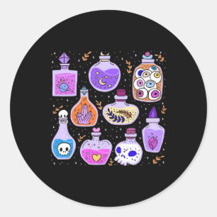 Sticker Rond Potions magiques Bouteilles Halloween démangeaison