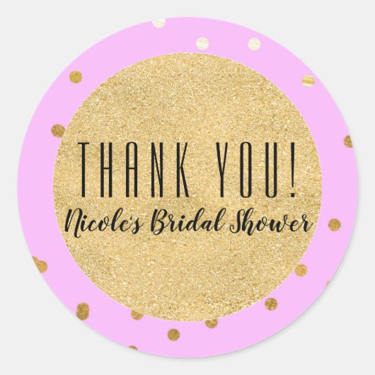 Sticker Rond Pots Confetti Or Rose Moderne Glamour Glam Favoris (Devant)