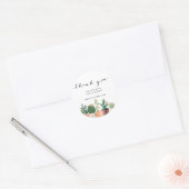 Sticker Rond Pots de cactus fleuris à l'aquarelle Merci personn (Enveloppe)