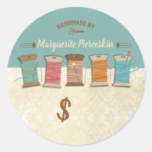 Sticker Rond Pots de fil à coudre notions couture couturier