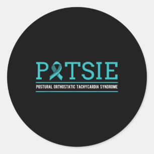 Sticker Rond Pots Dysautonomia Turquoise Ribbon Autonome