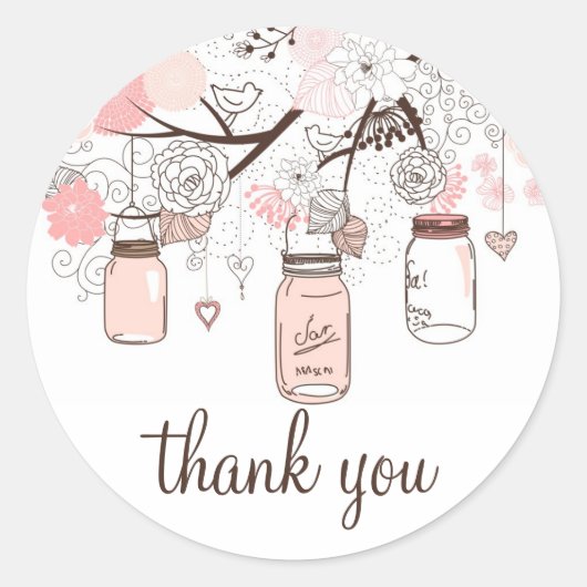 Sticker Rond Pots en Mason rose et chevalet en Merci Inséparabl (Devant)