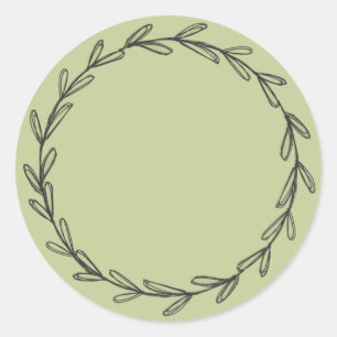 Sticker Rond Pots en verre vert rustique/écriture d'épice 