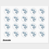 Sticker Rond Pots Floraux Bleus (Feuille)