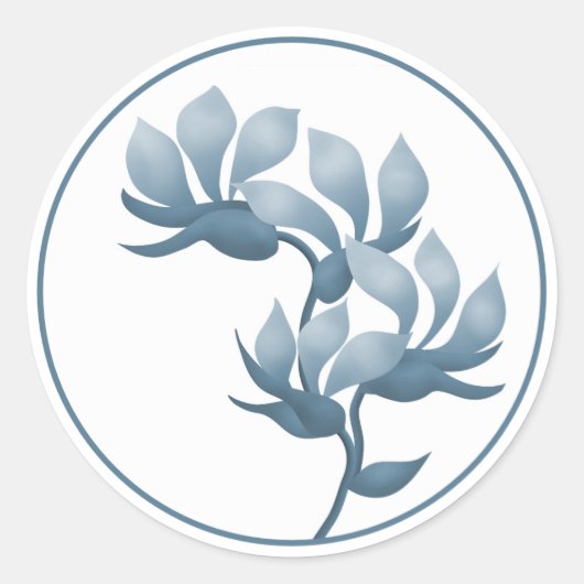 Sticker Rond Pots Floraux Bleus (Devant)