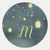 Sticker Rond Pots Mason Été Nuit Monogrammés (Devant)