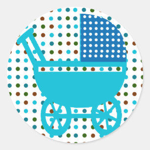 Sticker Rond Pots Polka Douche pour bébé déchiqueté transport b